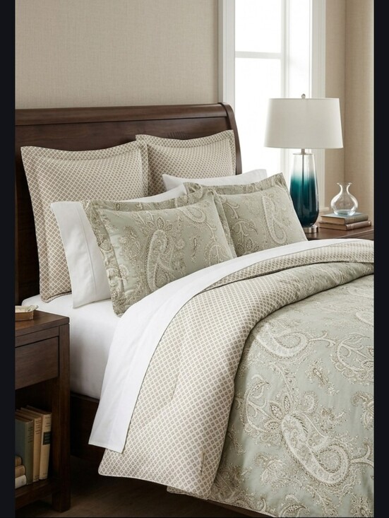 Ralph Lauren Other - Ralph Lauren Marion Paisley Green Cotton Queen Reversible Comforter
